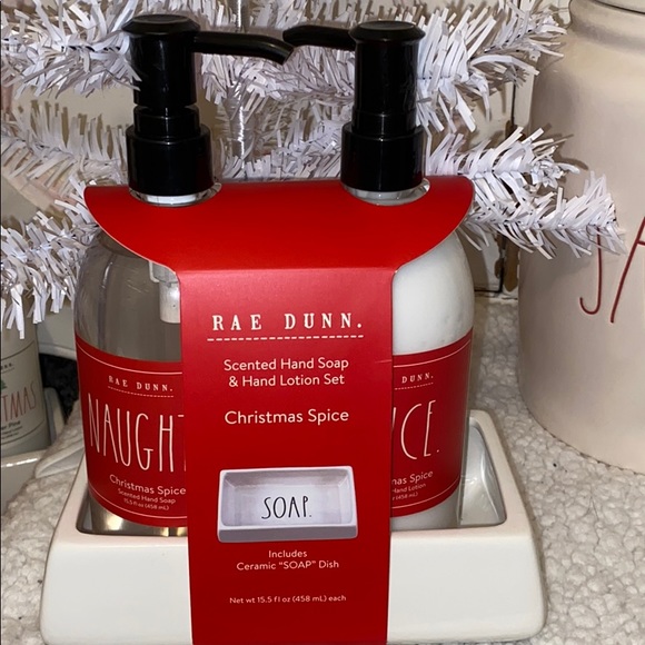 Rae Dunn Other - Rae Dunn NAUGHTY NICE 🌲 Soap & Lotion With Dish